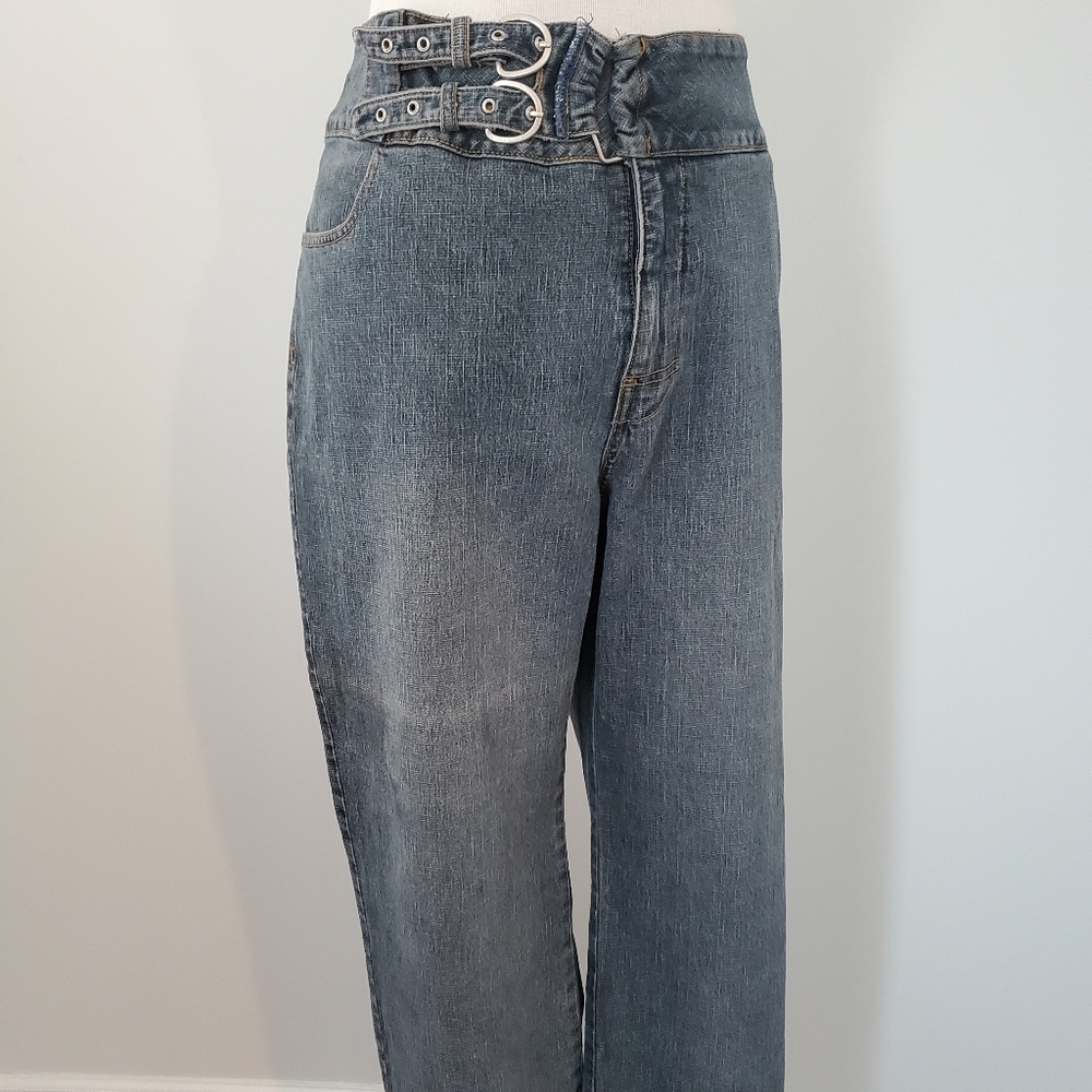 Vintage 1990s wide leg denim jeans blue pants